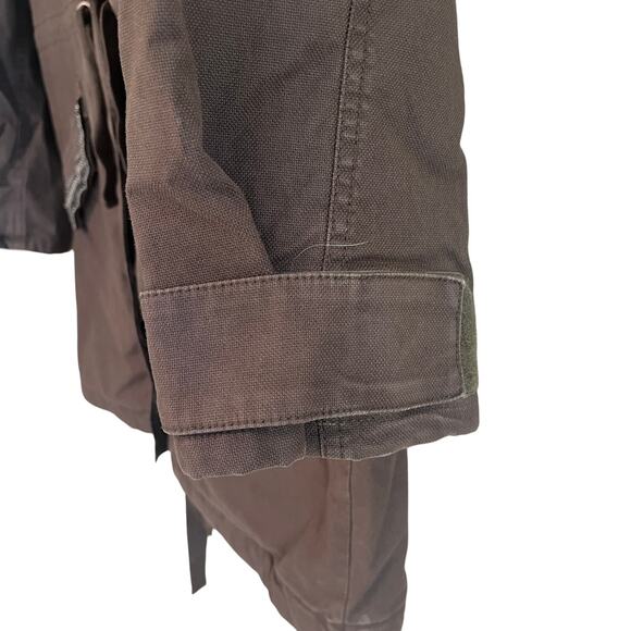 The Kooples Longline Cotton Utility Parka Coat Jacket Khaki Brown Size 2 - Picture 6 of 10